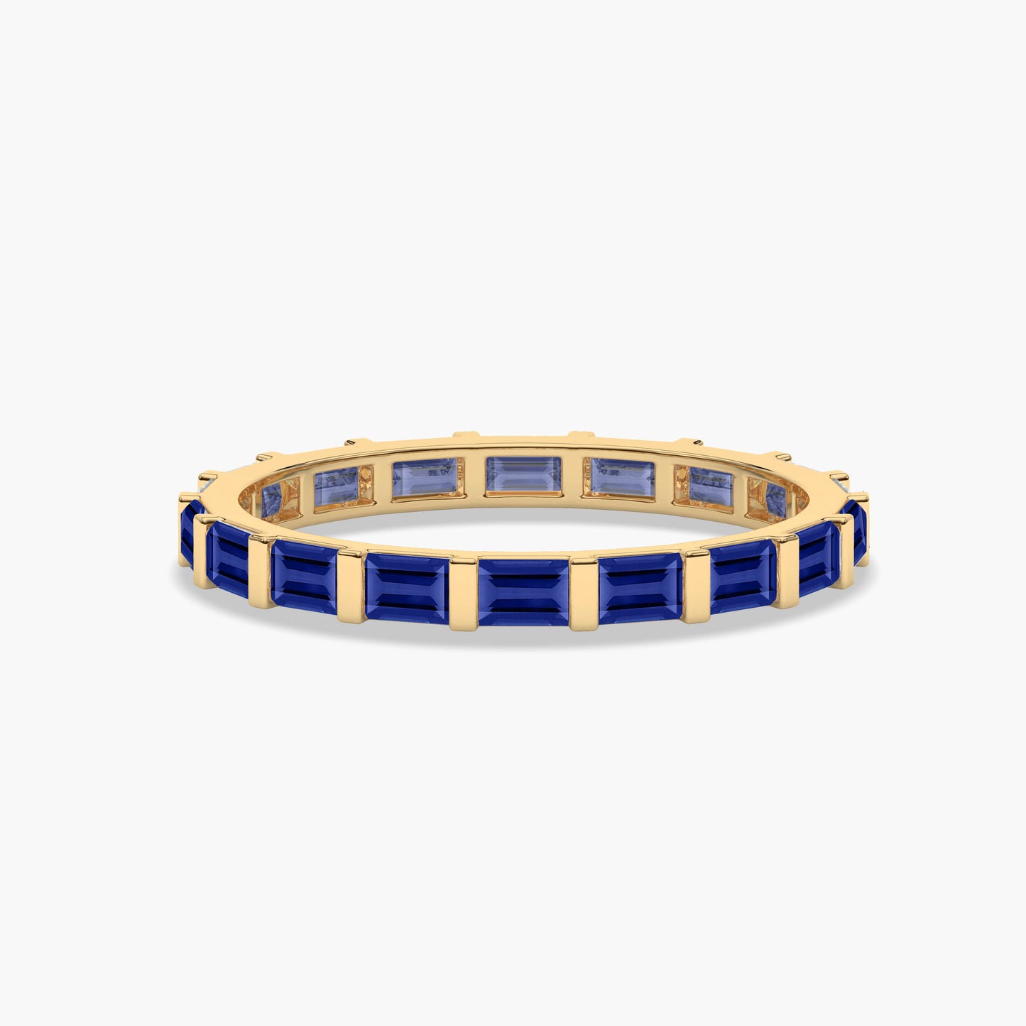 Gold plated ring with blue gemstones 