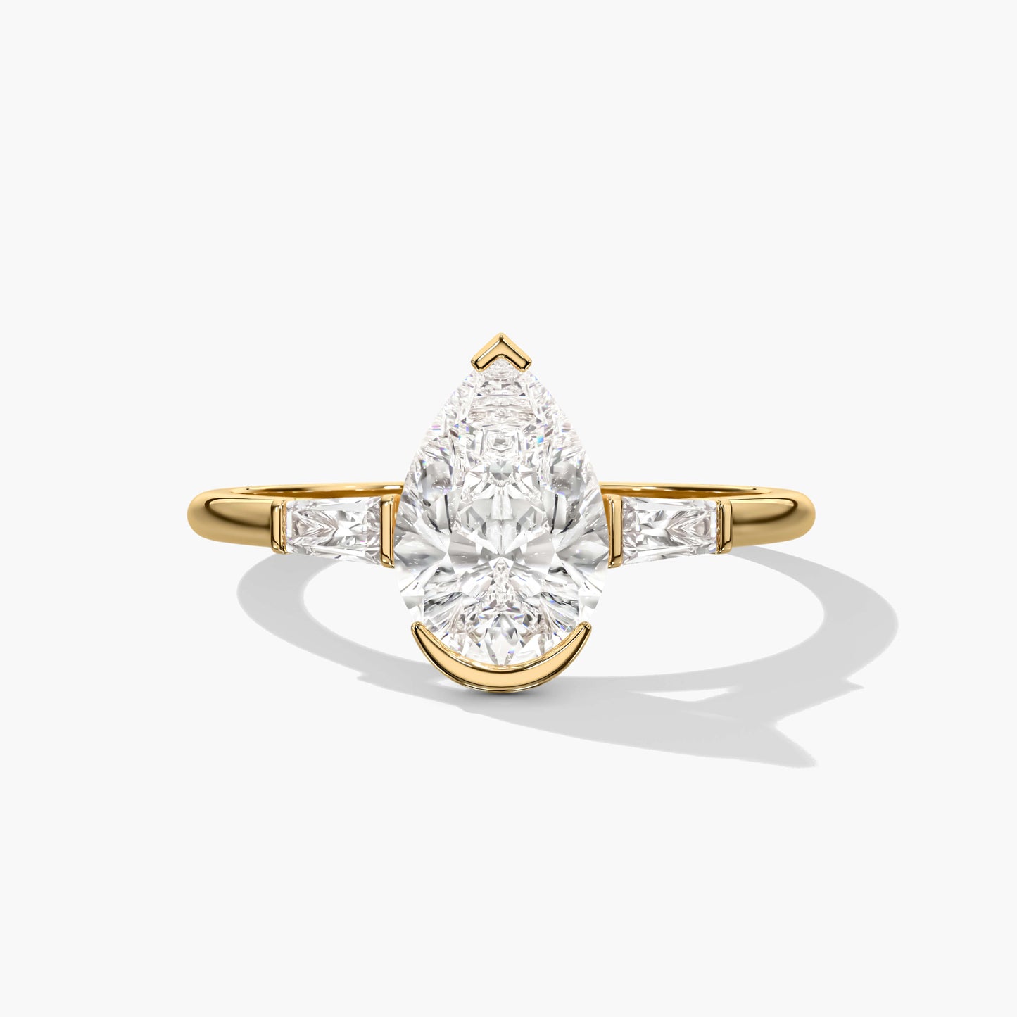 yellow gold plated pear diamond ring