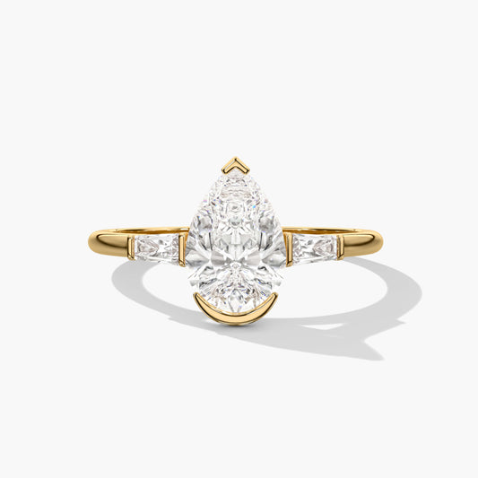 yellow gold plated pear diamond ring