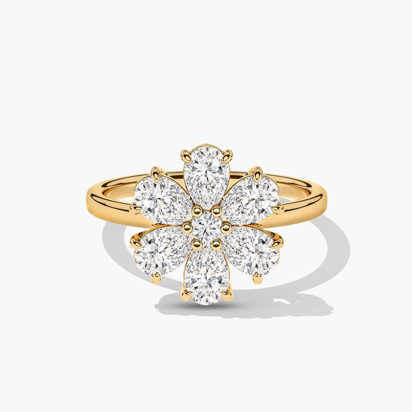 Cluster ring in silver yellow gold plated