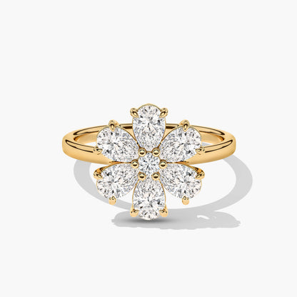 Cluster ring in silver yellow gold plated