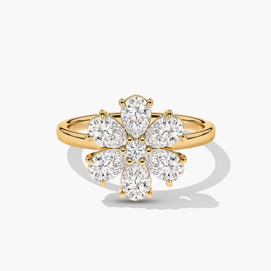 Cluster ring in silver yellow gold plated