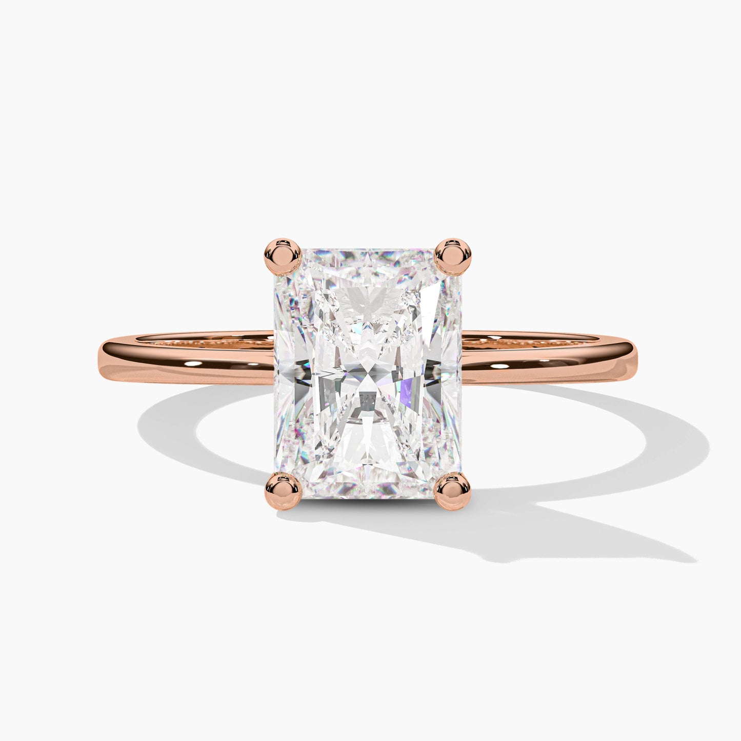 Radiant Diamond Solitaire Ring for Women ose gold plated