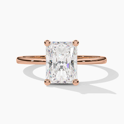 Radiant Diamond Solitaire Ring for Women ose gold plated