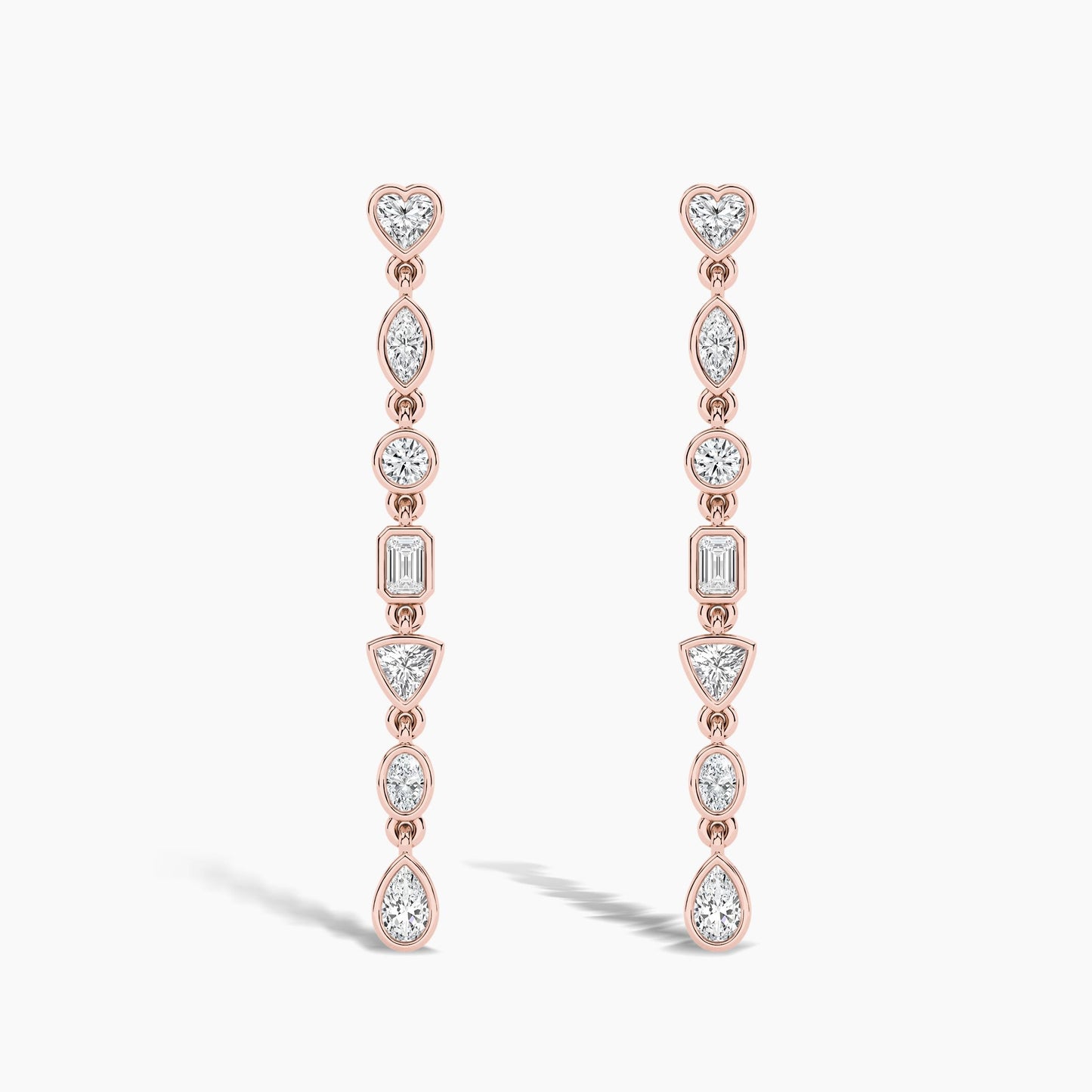 Pair of rose gold and diamond earrings 