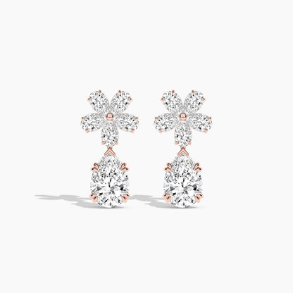 Flower Diamond Drop Earrings