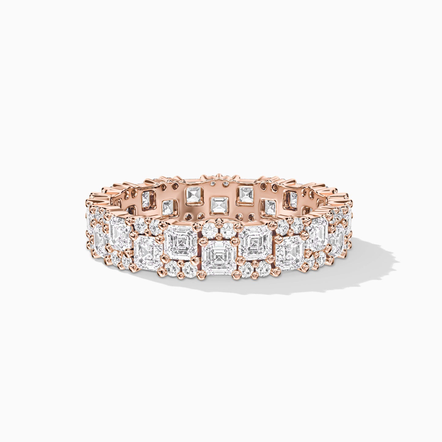 Rose gold-plated ring with diamonds 