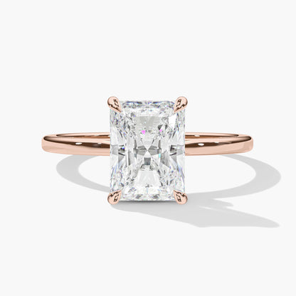 Radiant diamond solitaure ring