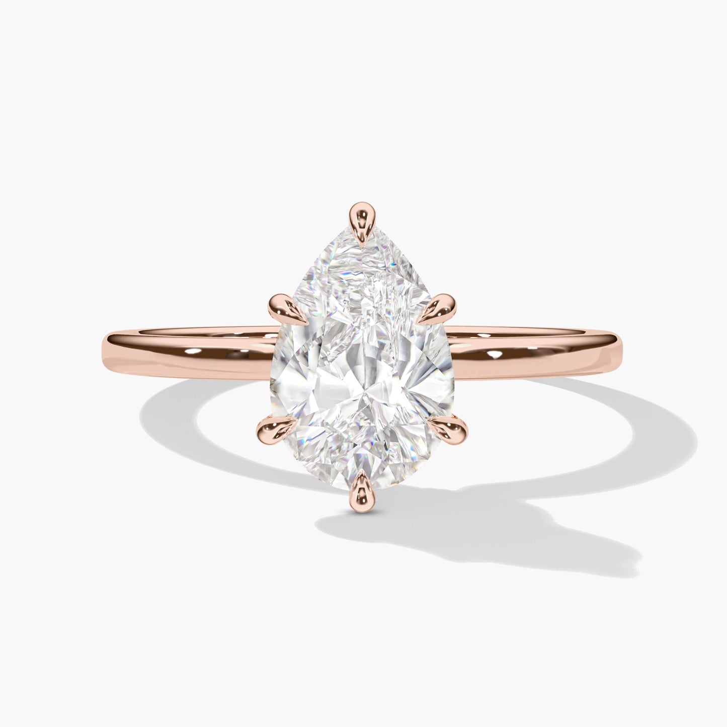 pear-cut diamond engagement ring, rose gold-plated