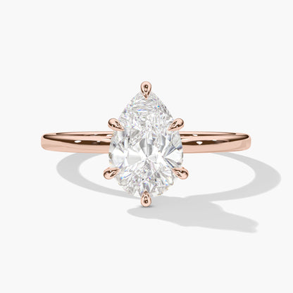 pear-cut diamond engagement ring, rose gold-plated