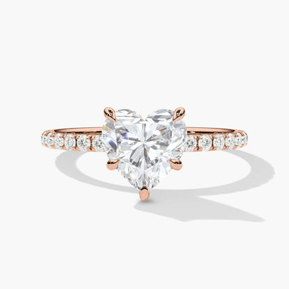 silver heart ring with diamonds