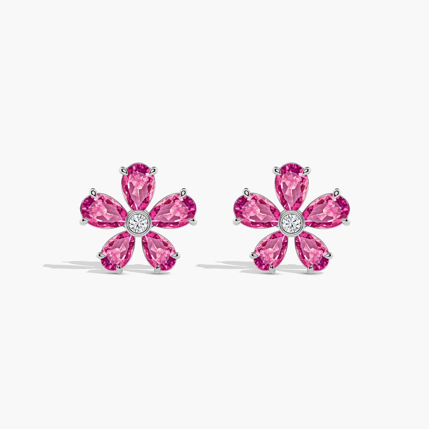 diamond flower stud earrings