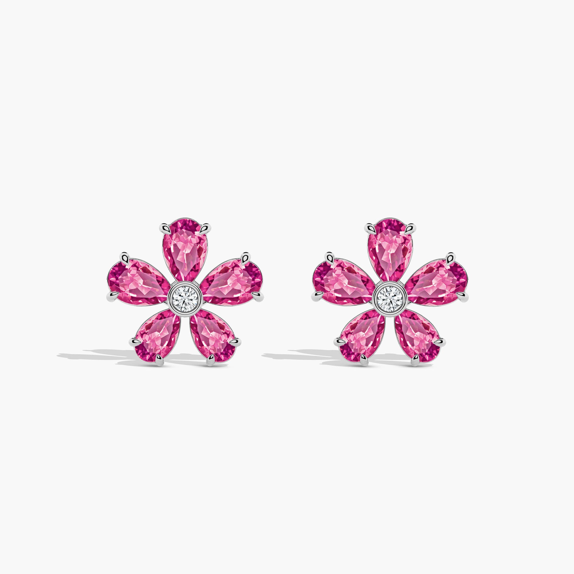 diamond flower stud earrings