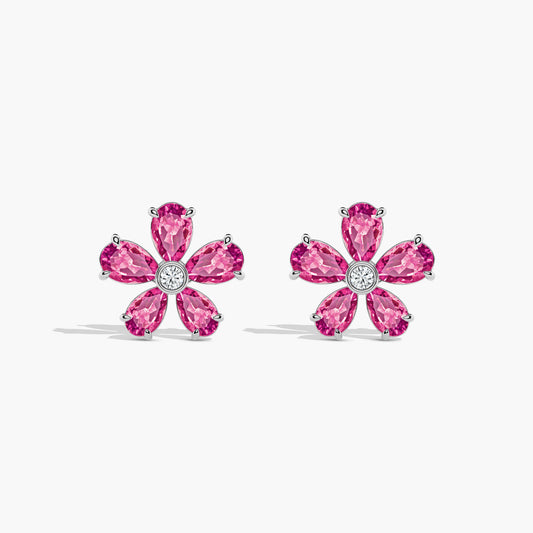 diamond flower stud earrings