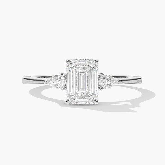 three-stone diamond engagement ring