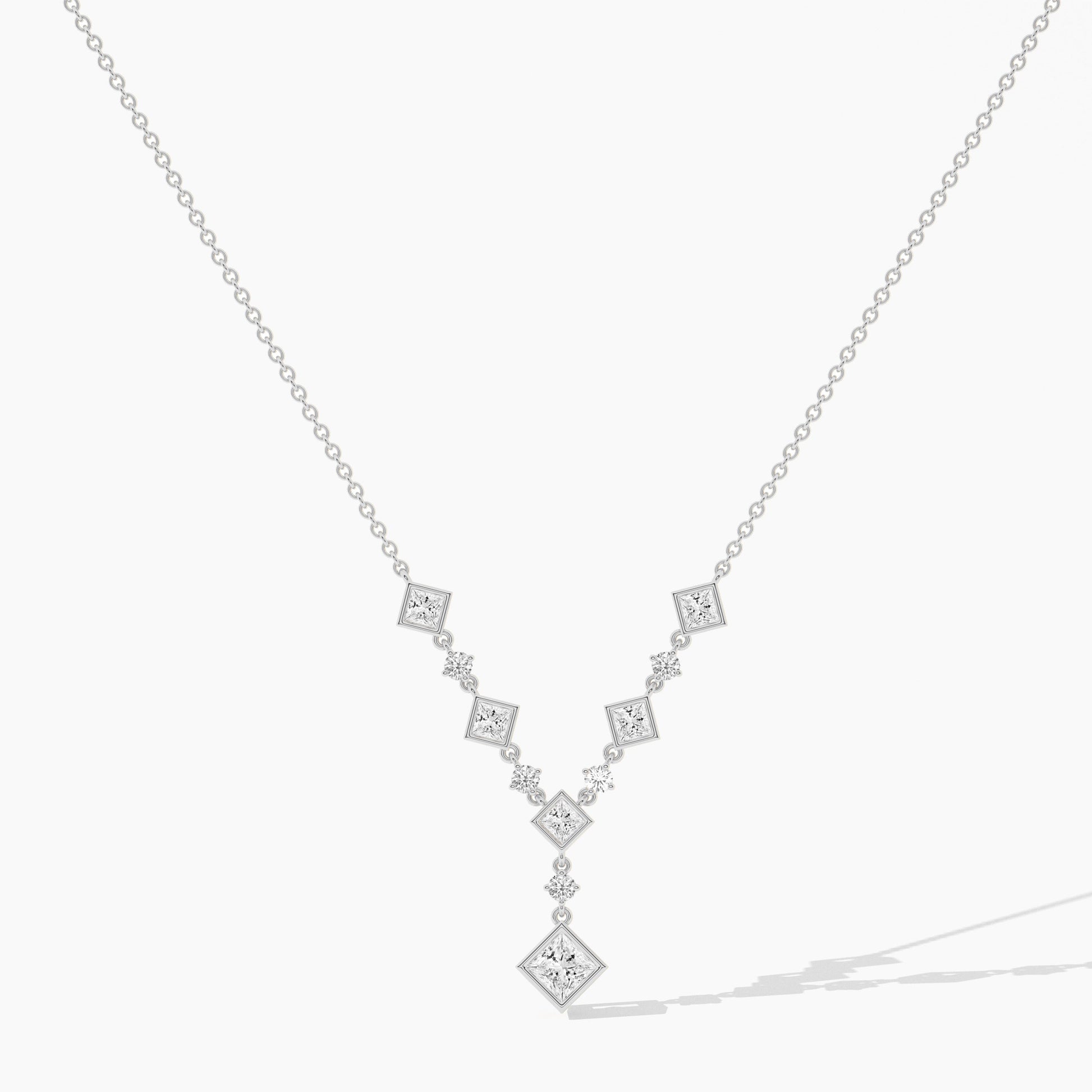 Diamond necklace on a white background