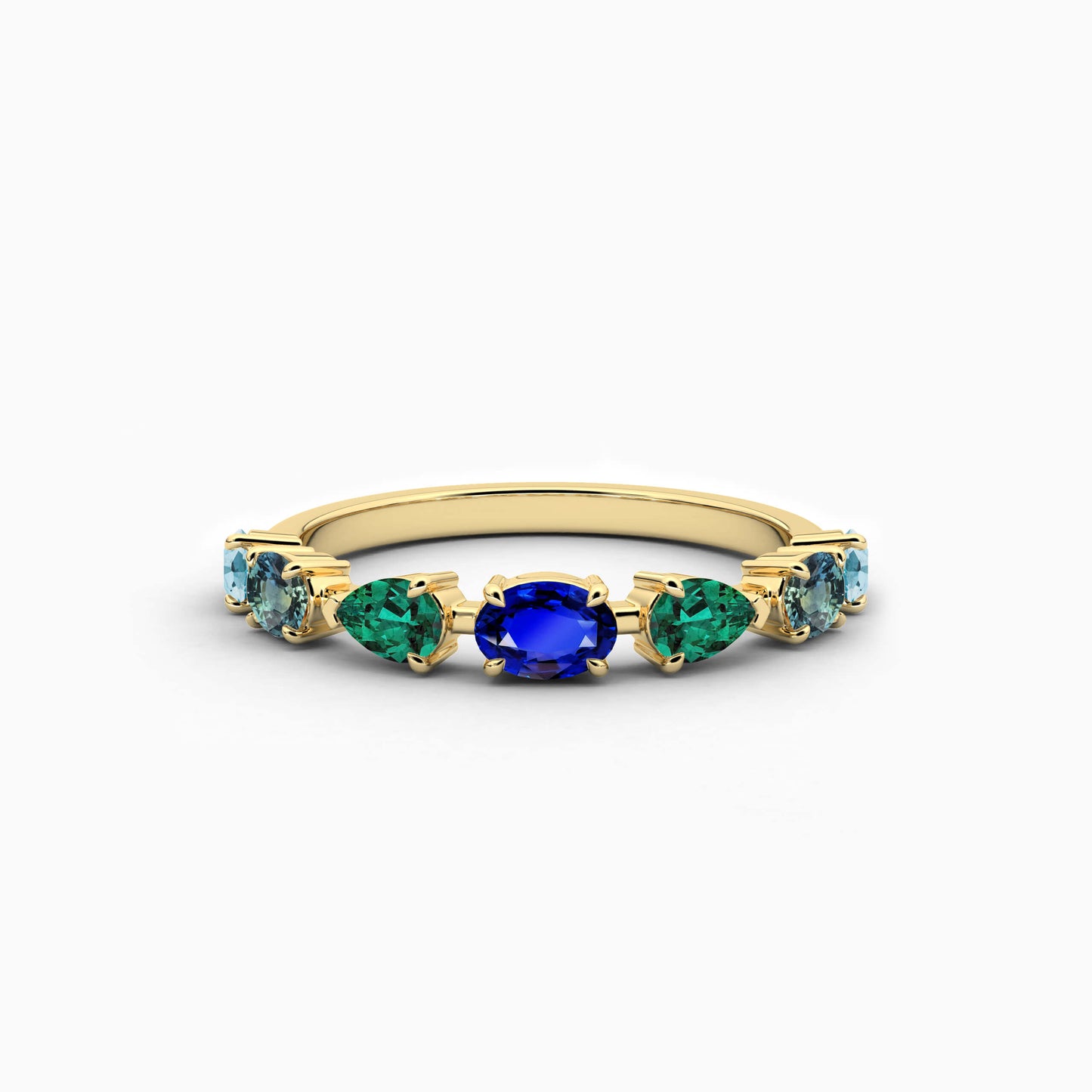 blue and green diamond ring