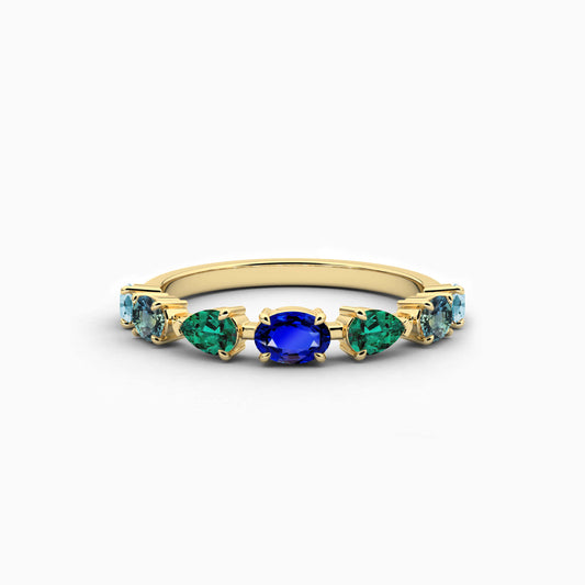 blue and green diamond ring
