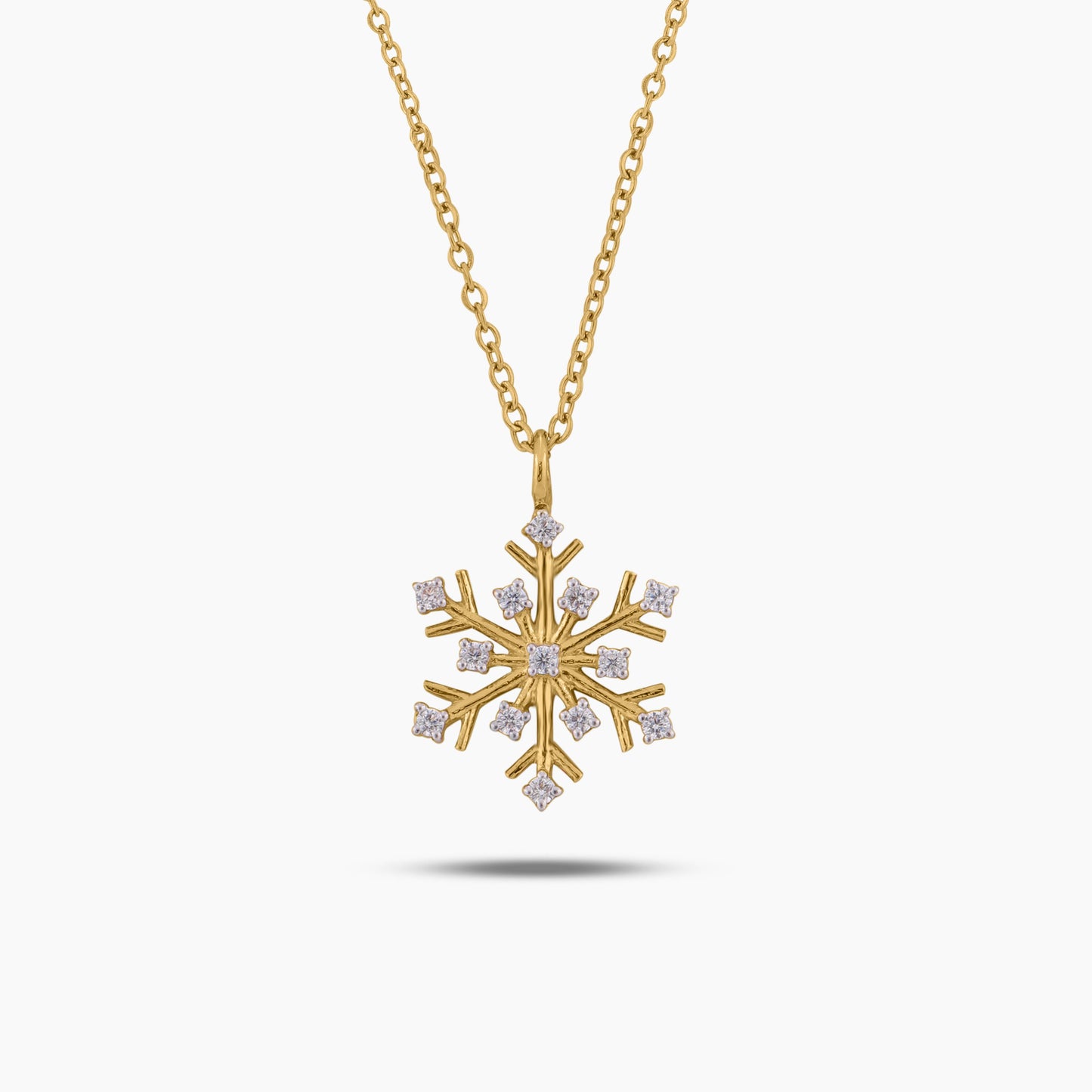 yellow gold plated snowflake diamond pendant