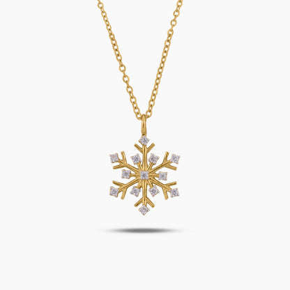yellow gold plated snowflake diamond pendant