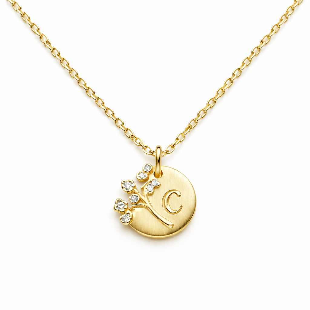 yellow gold plated Unisex initial necklace