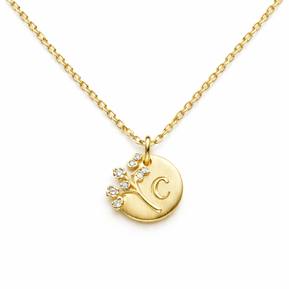 yellow gold plated Unisex initial necklace